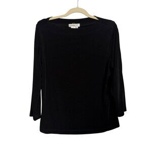 Coldwater Creek Black 3/4 Sleeve Stretch Top L Acetate/Spandex Womens
